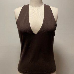 Armani Exchange Deep V Top – Coffee Brown Size M